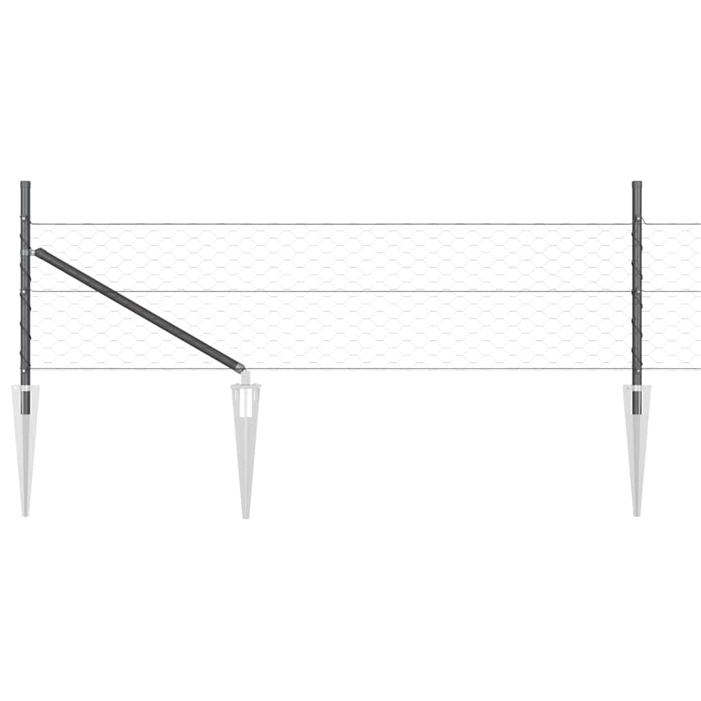 Sechseckzaun mit Pfosten 50 x 0,5 m PVC-beschichteter Stahl