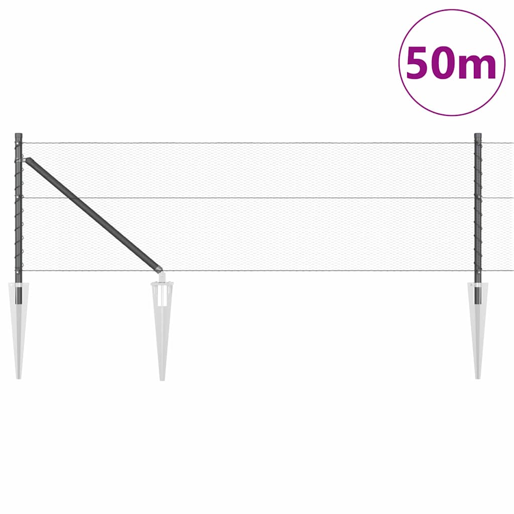 Sechseckzaun mit Pfosten 50 x 0,6 m PVC-beschichteter Stahl