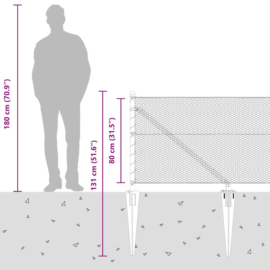 Schweißdrahtzaun mit Spikes 50 x 0,8 m (B x H)