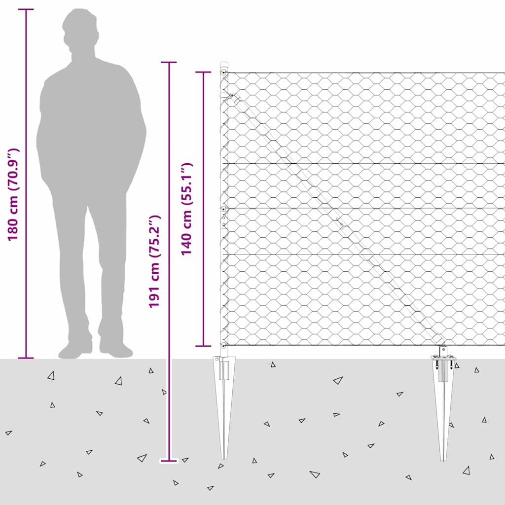 Sechseckzaun mit Pfosten 50 x 1,4 m PVC-beschichteter Stahl