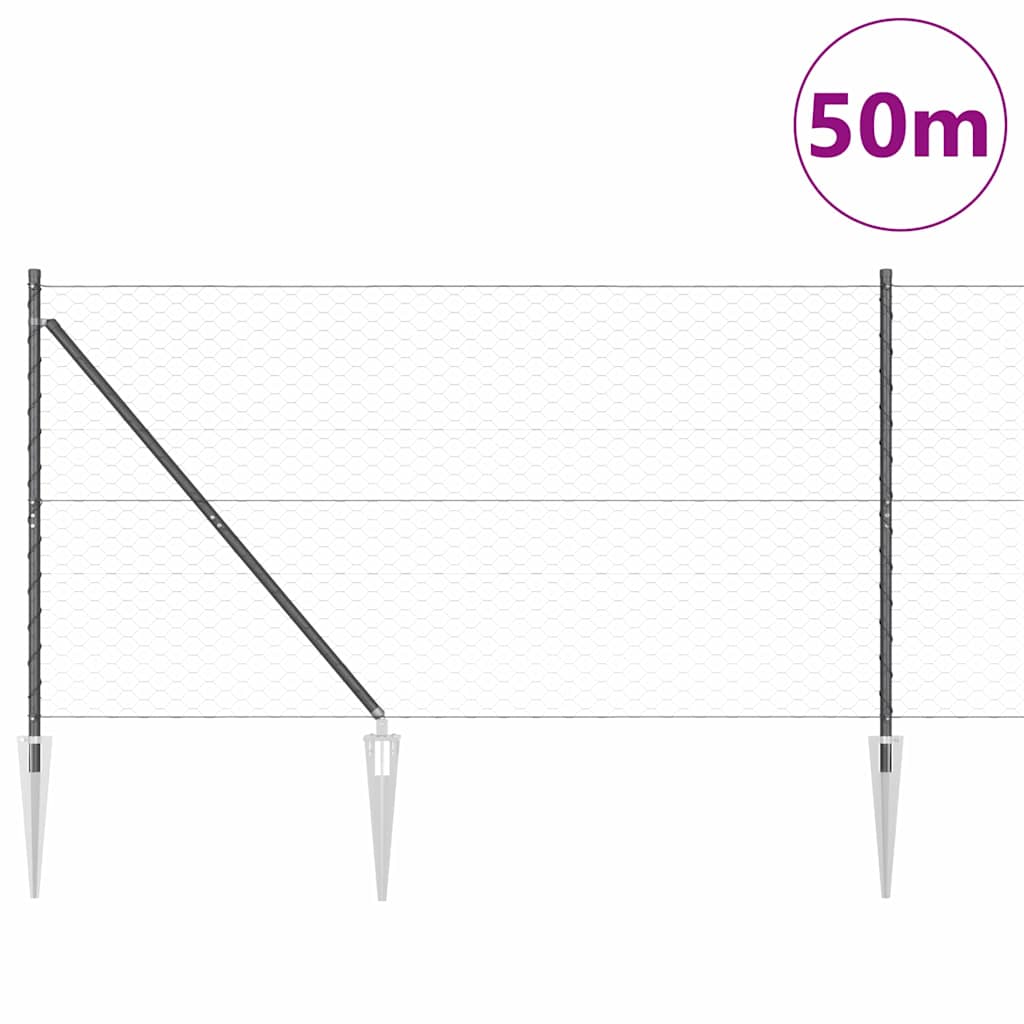 Sechseckzaun mit Pfosten 50 x 1,4 m PVC-beschichteter Stahl