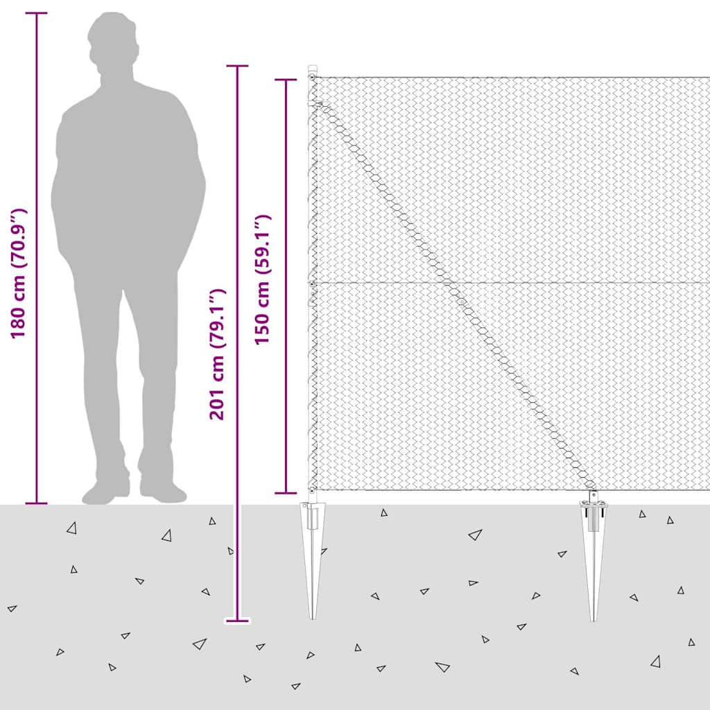 Sechseckzaun mit Pfosten 50 x 1,5 m PVC-beschichteter Stahl
