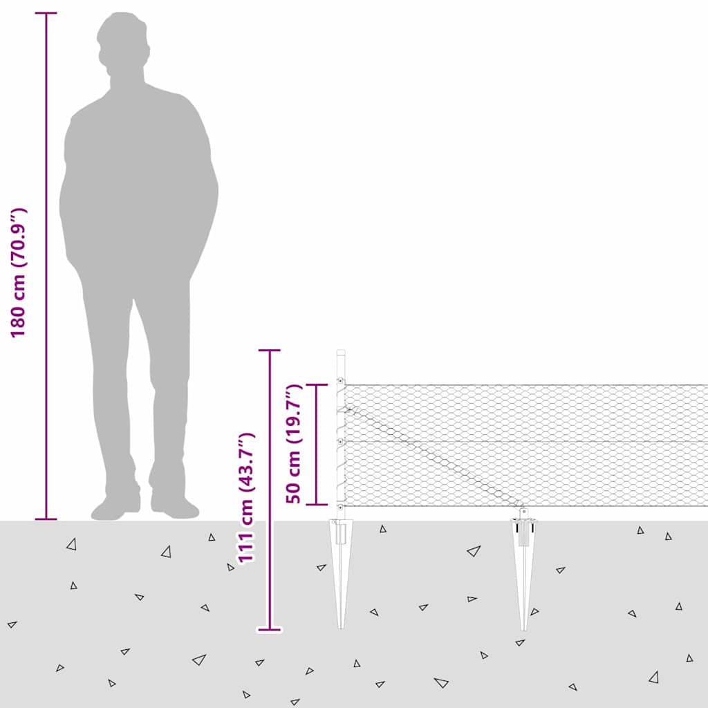 Schweißdrahtzaun mit Spikes 100 x 0,5 m (B x H)
