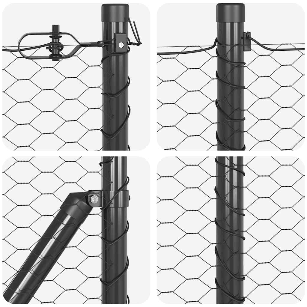 Sechseckzaun mit Pfosten 100 x 0,5 m PVC-beschichteter Stahl