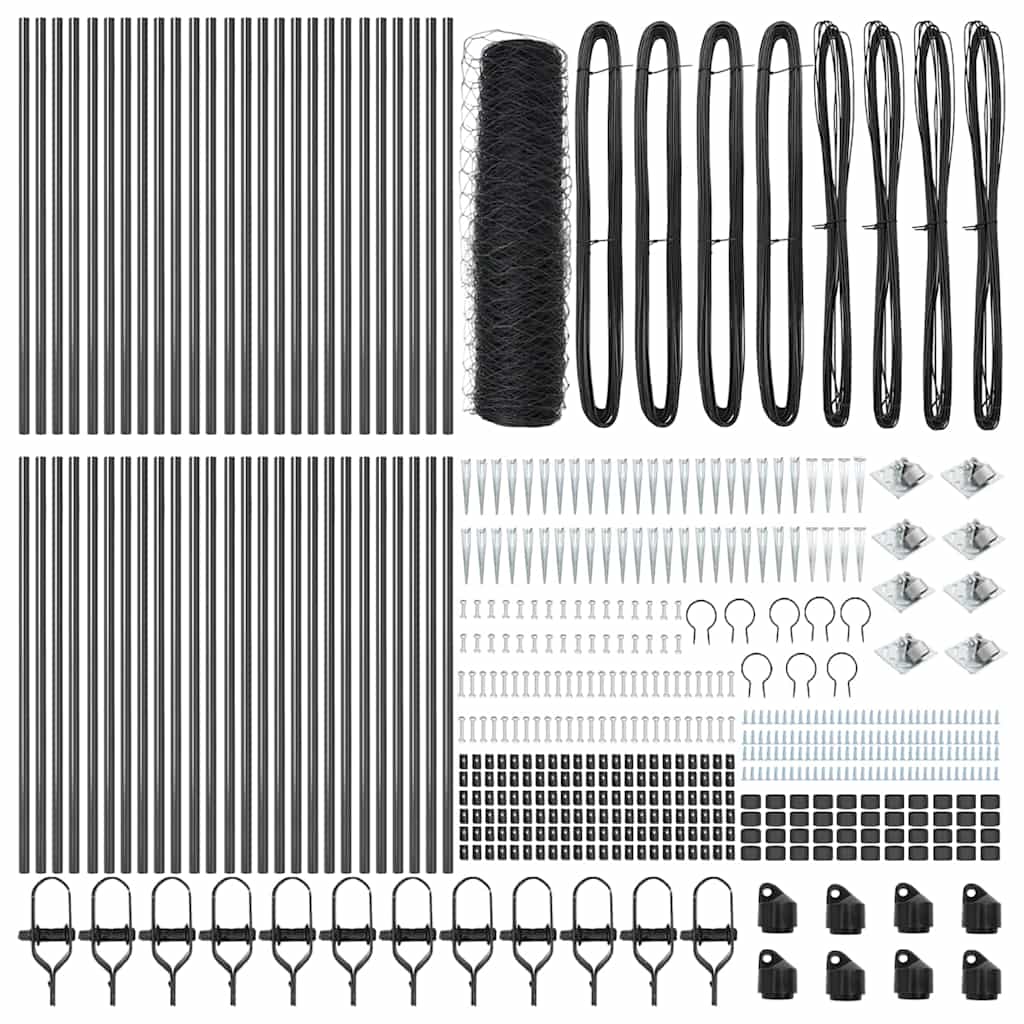 Sechseckzaun mit Pfosten 100 x 0,5 m PVC-beschichteter Stahl