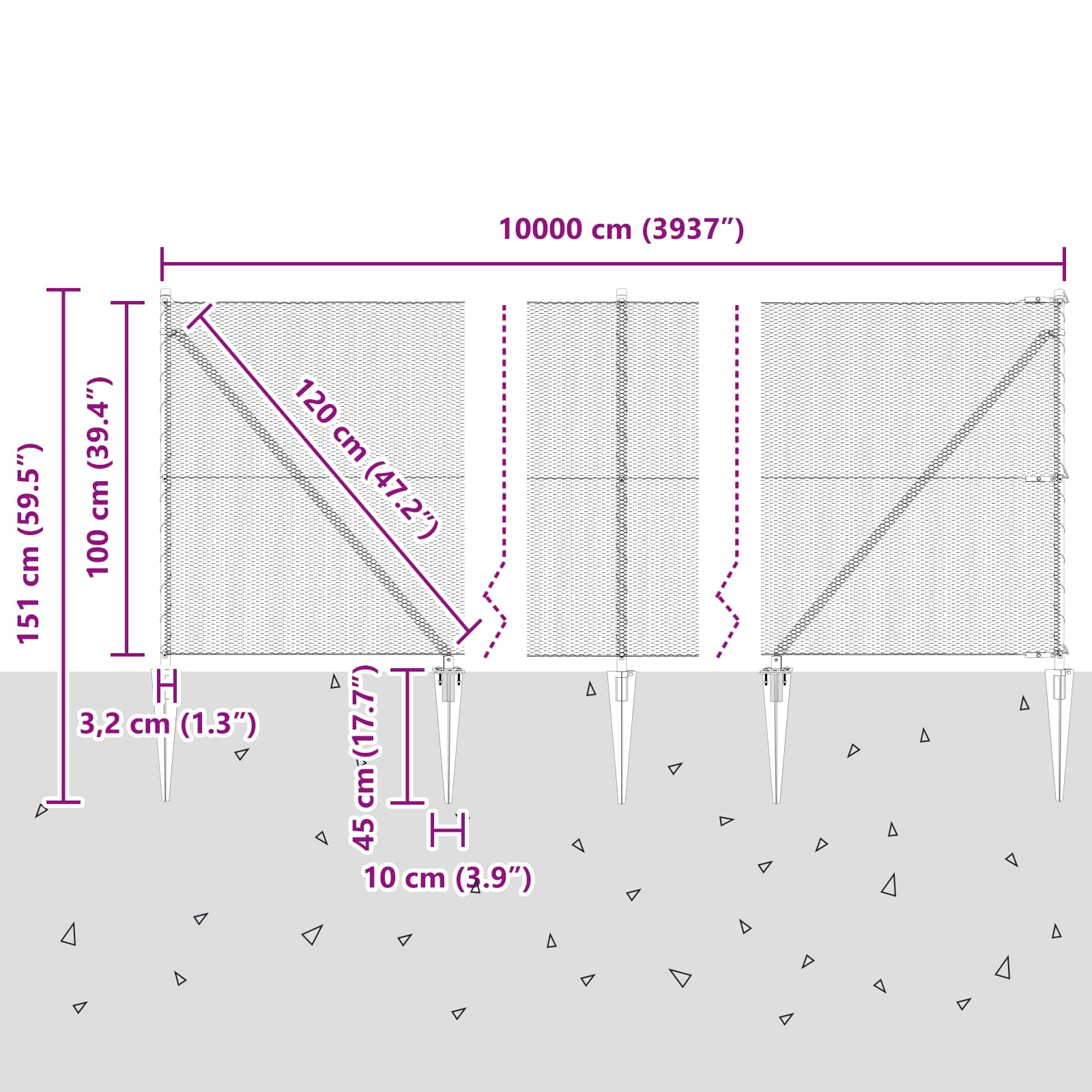 Schweißdrahtzaun mit Spikes 100 x 1 m (B x H)