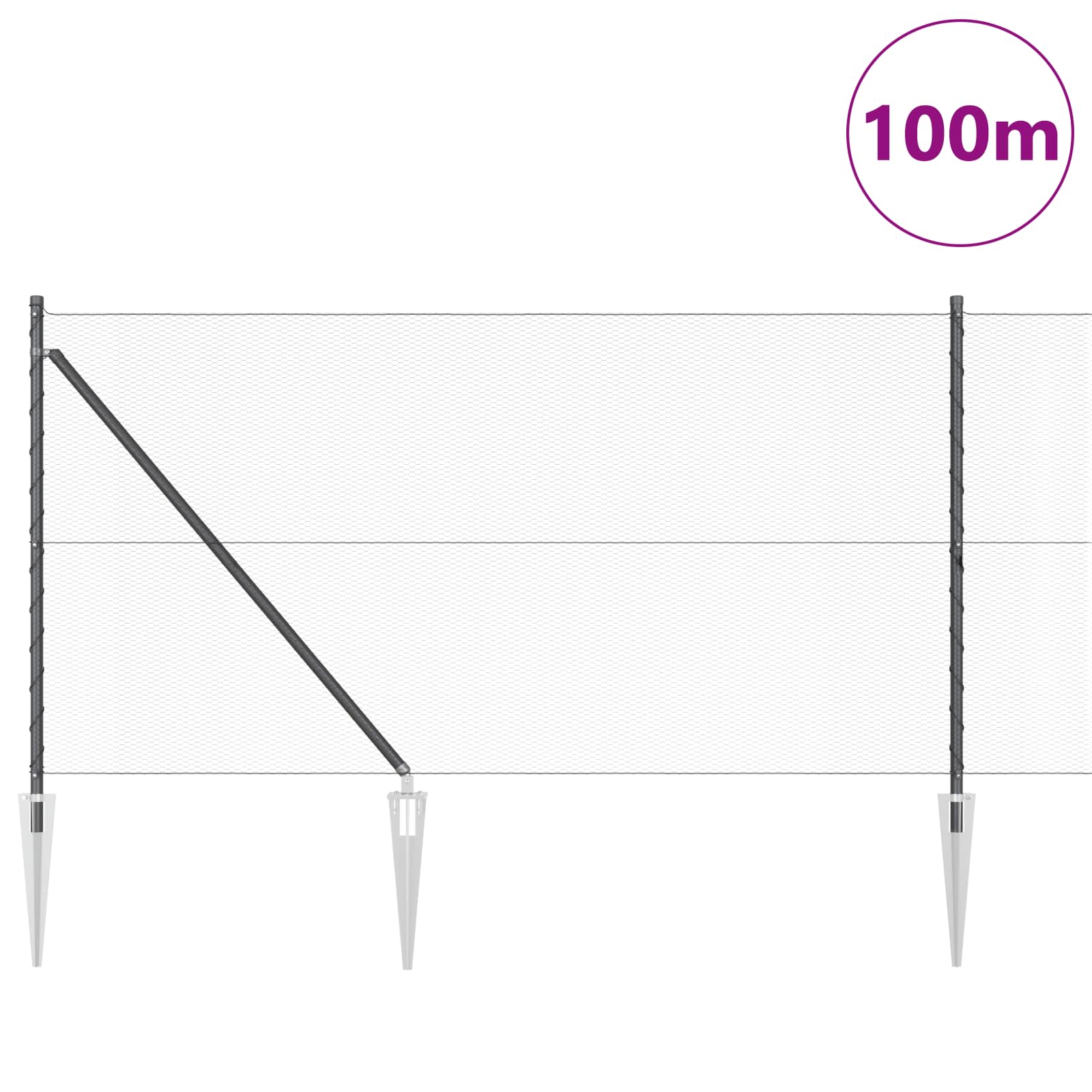 Schweißdrahtzaun mit Spikes 100 x 1 m (B x H)