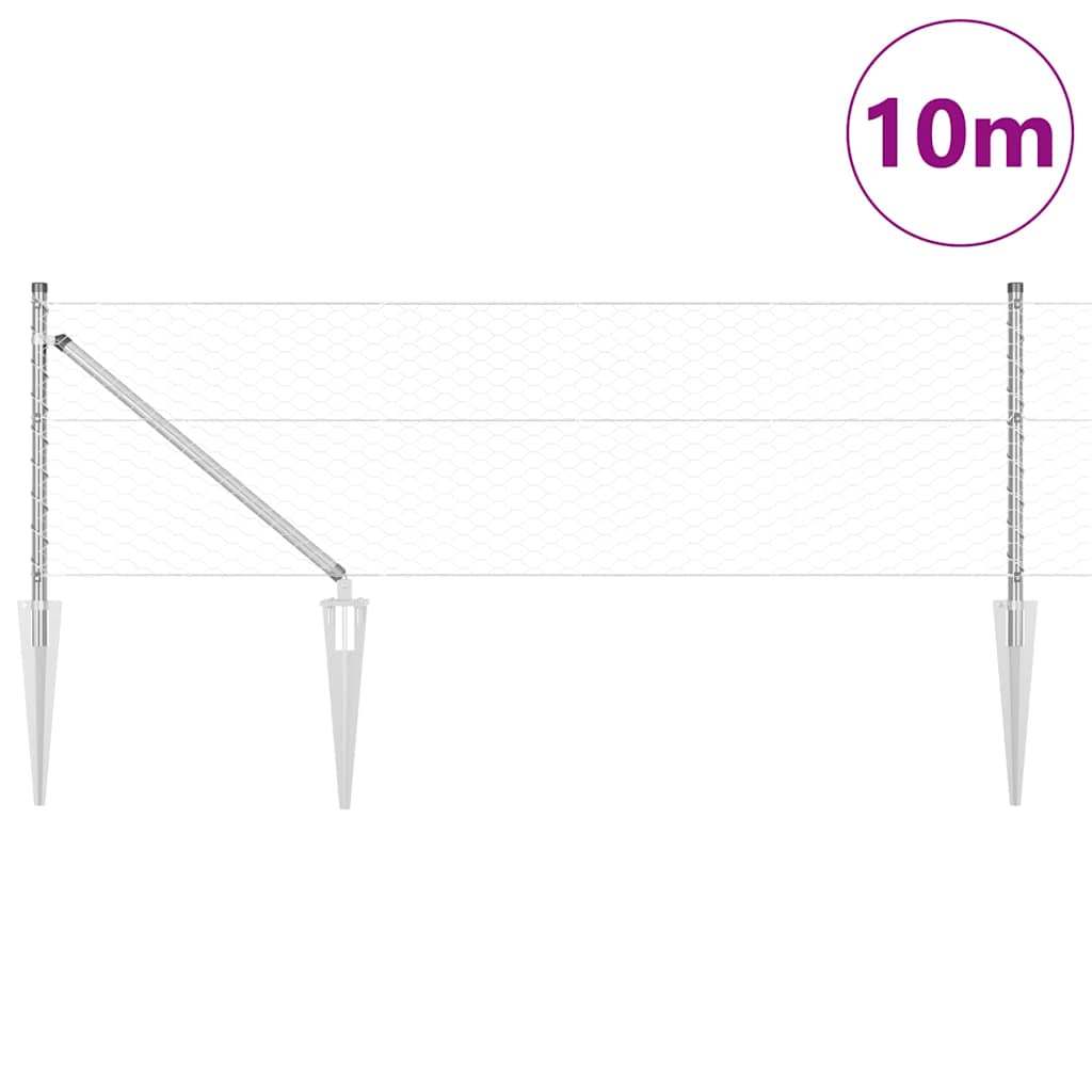 Schweißdrahtzaun mit Spikes 10 x 0,6 m (B x H)