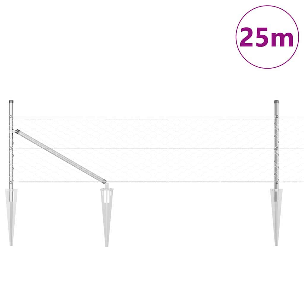 Schweißdrahtzaun mit Spikes 25 x 0,5 m (B x H)