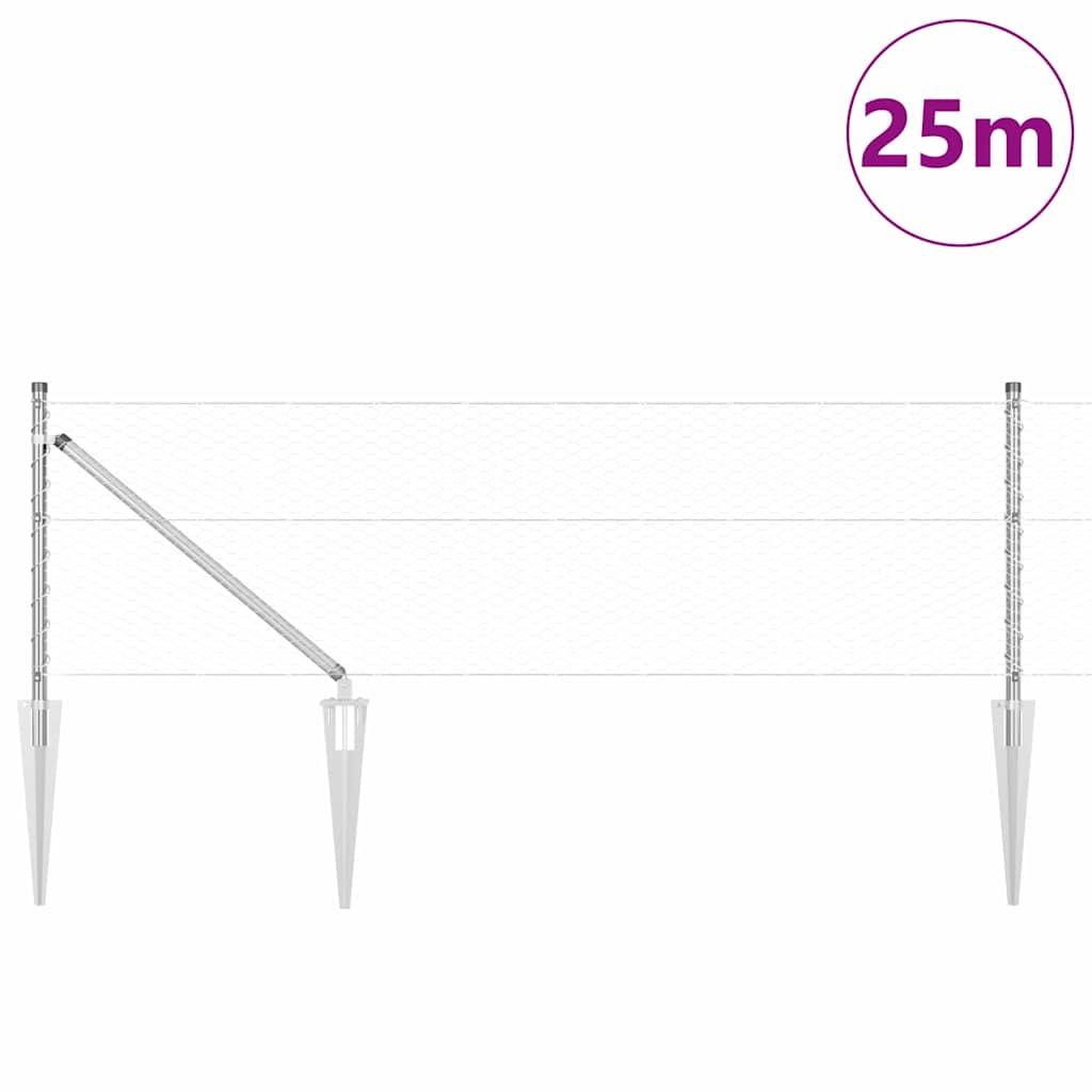 Schweißdrahtzaun mit Spikes 25 x 0,6 m (B x H)