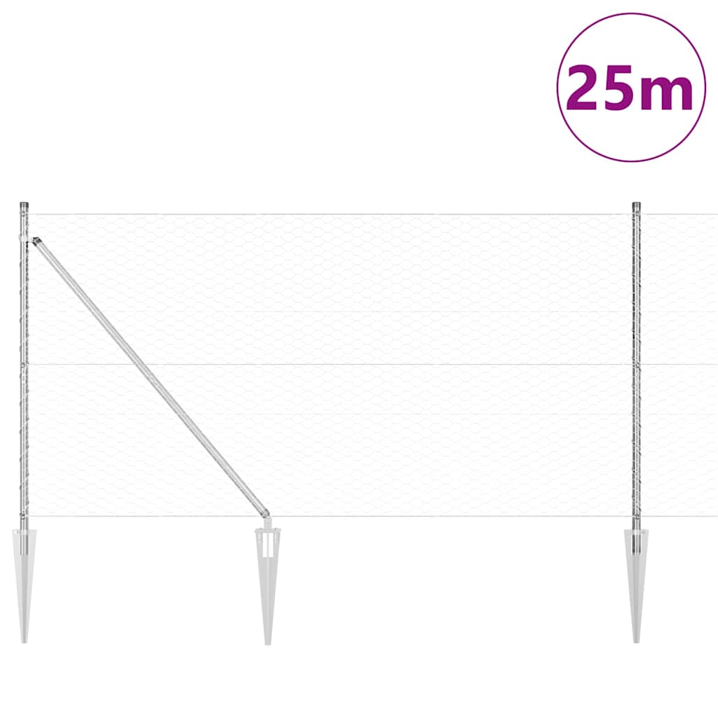 Schweißdrahtzaun mit Spikes 25 x 1,2 m (B x H)
