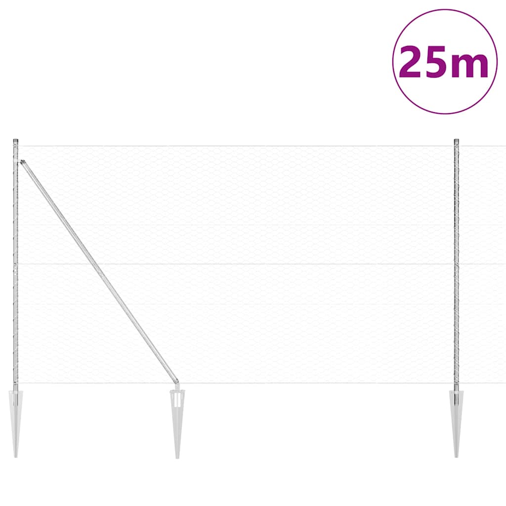 Schweißdrahtzaun mit Spikes 25 x 1,5 m (B x H)