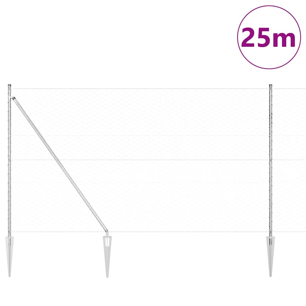 Schweißdrahtzaun mit Spikes 25 x 1,5 m (B x H)