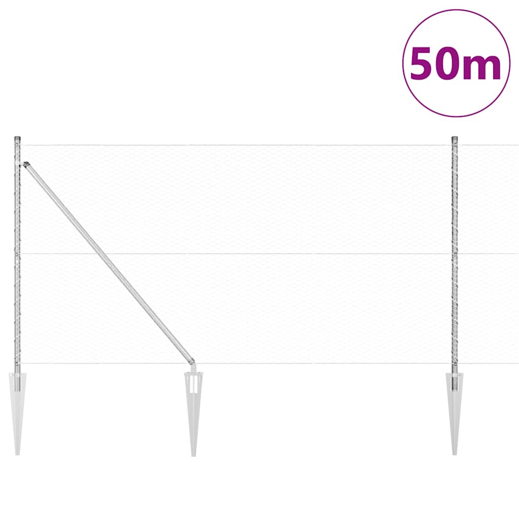 Schweißdrahtzaun mit Spikes 50 x 1,2 m (B x H)