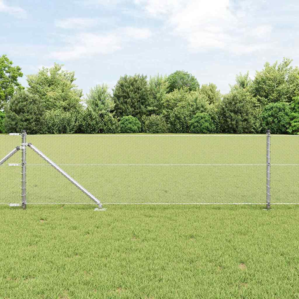 Sechseckzaun mit Pfosten 100 x 0,6 m Verzinkter Stahl Silber