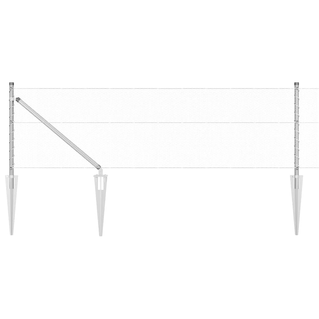 Sechseckzaun mit Pfosten 100 x 0,6 m Verzinkter Stahl Silber