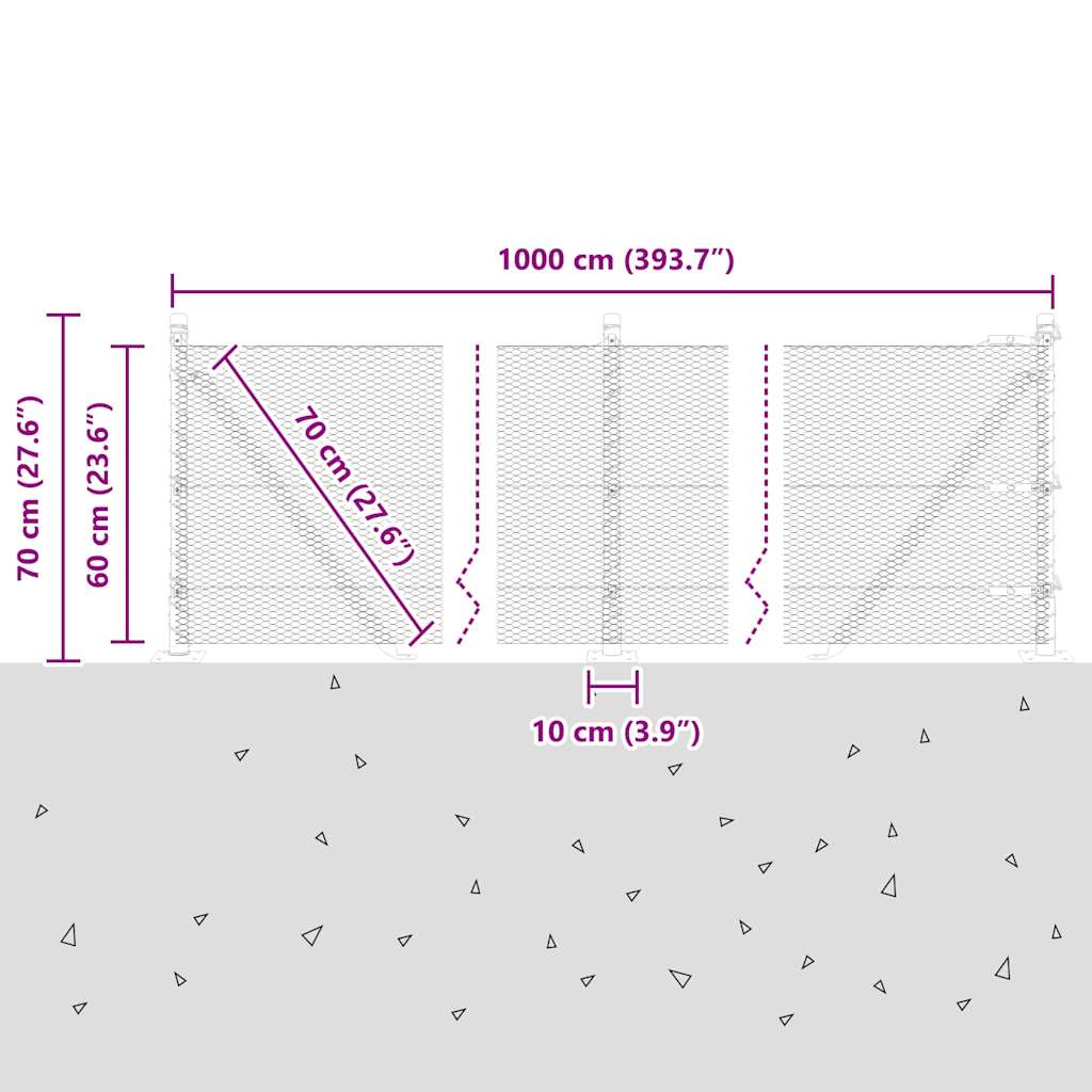 Geschweißter Drahtzaun mit Betonfundament 10 x 0,6 m (B x H)