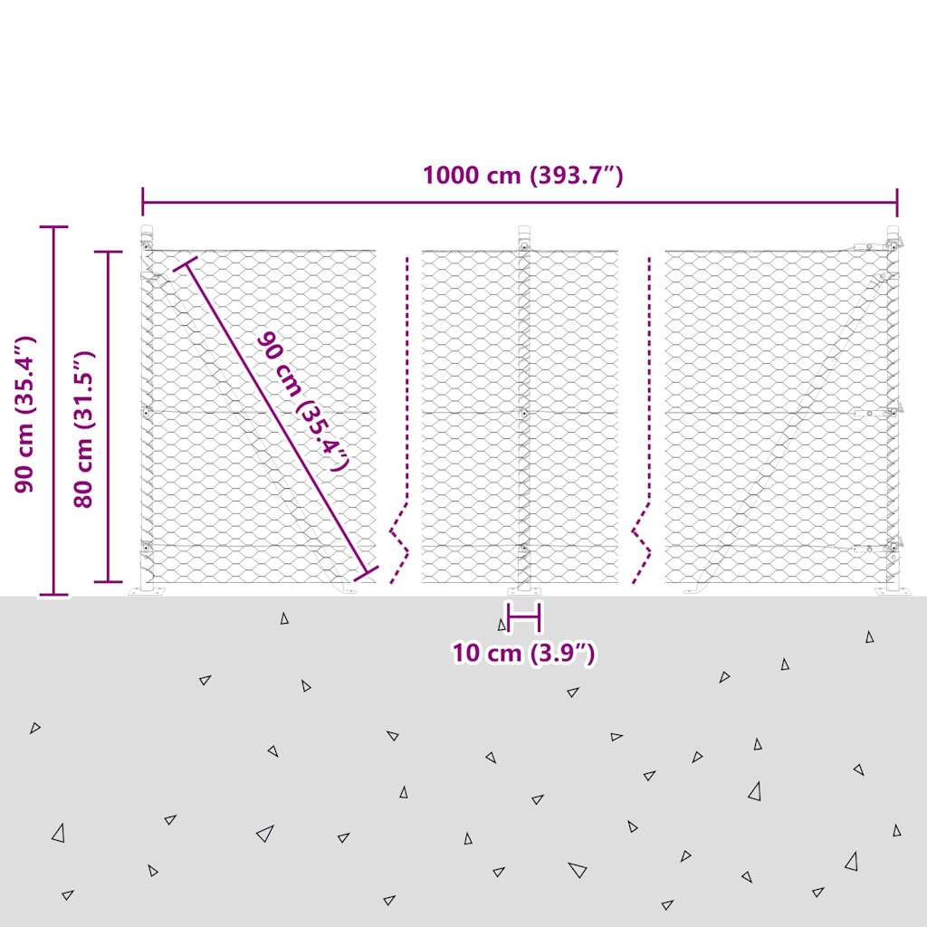 Geschweißter Drahtzaun mit Betonfundament 10 x 0,8 m (B x H)