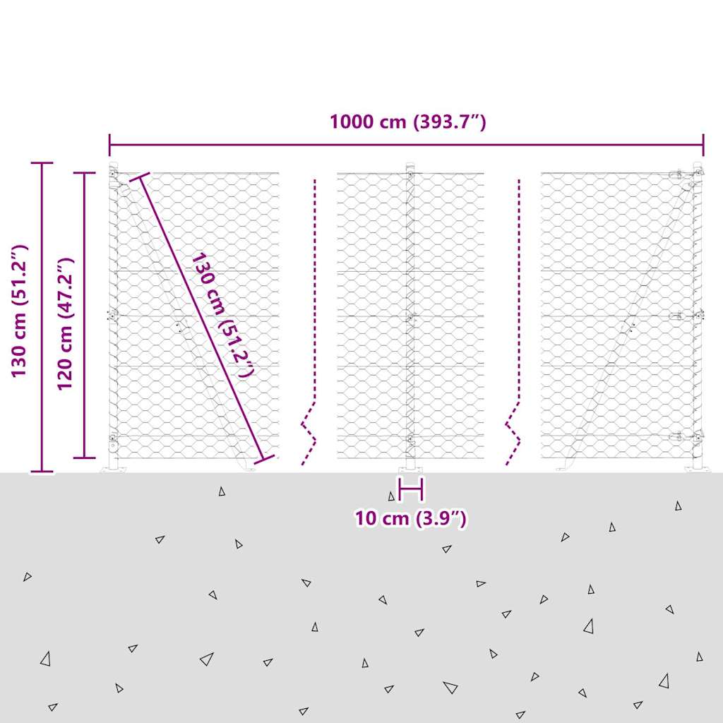 Geschweißter Drahtzaun mit Betonfundament 10 x 1,2 m (B x H)