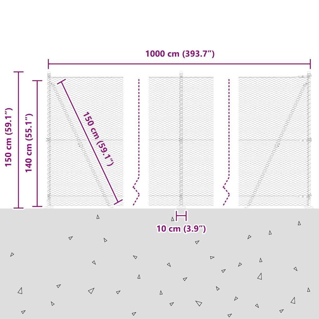 Geschweißter Drahtzaun mit Betonfundament 10 x 1,4 m (B x H)