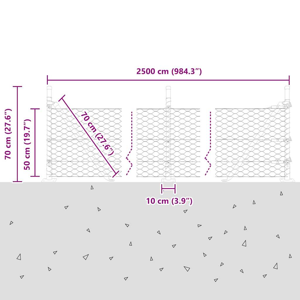 Geschweißter Drahtzaun mit Betonfundament 25 x 0,5 m (B x H)