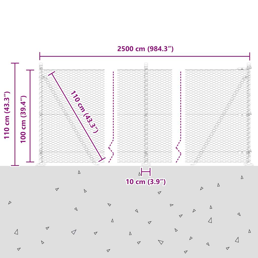 Geschweißter Drahtzaun mit Betonfundament 25 x 1 m (B x H)