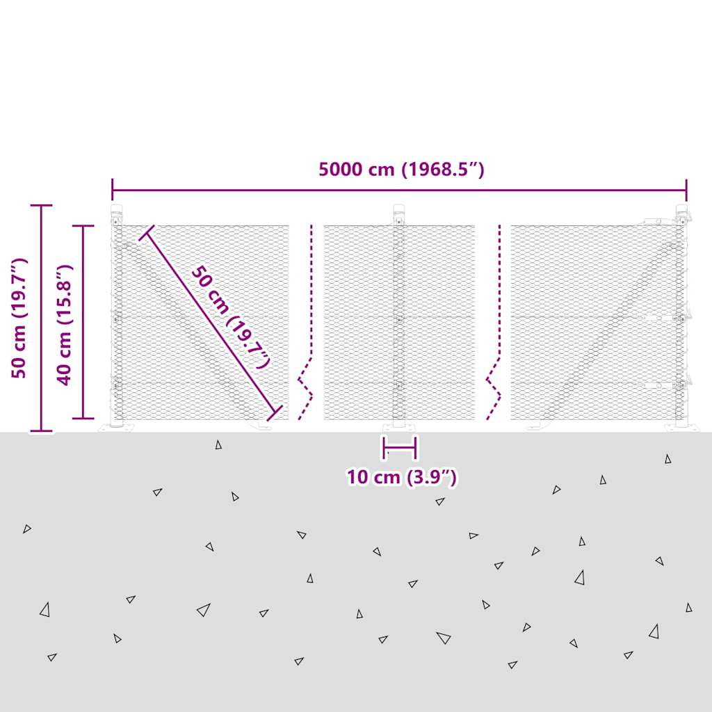 Geschweißter Drahtzaun mit Betonfundament 50 x 0,4 m (B x H)