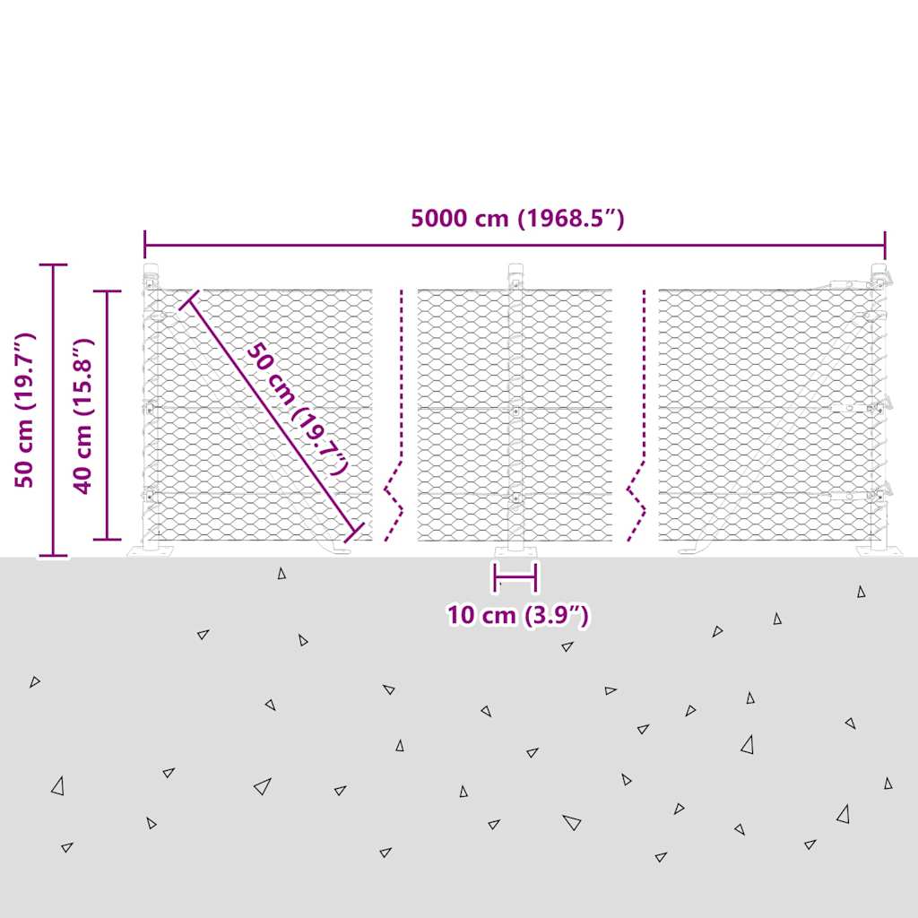 Geschweißter Drahtzaun mit Betonfundament 50 x 0,4 m (B x H)
