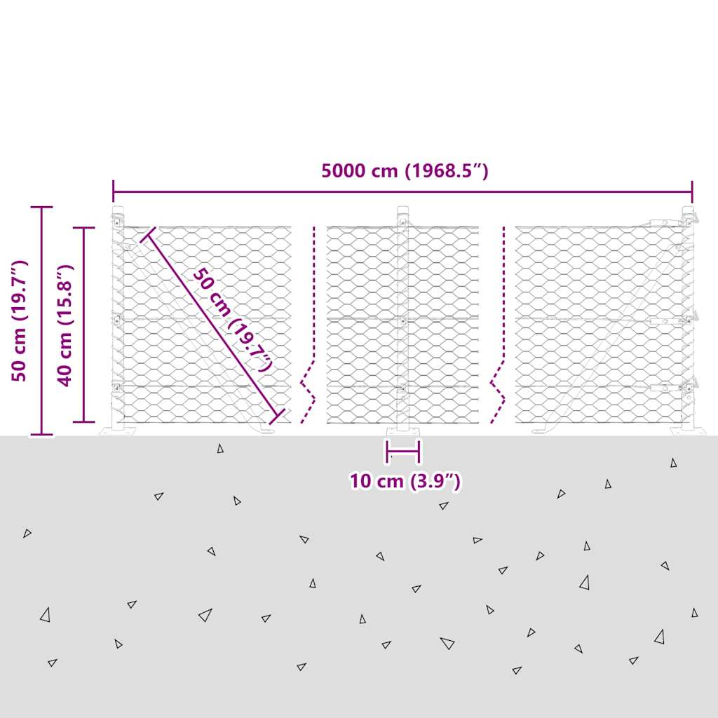Geschweißter Drahtzaun mit Betonfundament 50 x 0,4 m (B x H)