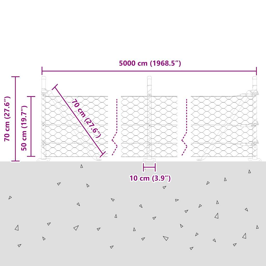 Geschweißter Drahtzaun mit Betonfundament 50 x 0,5 m (B x H)