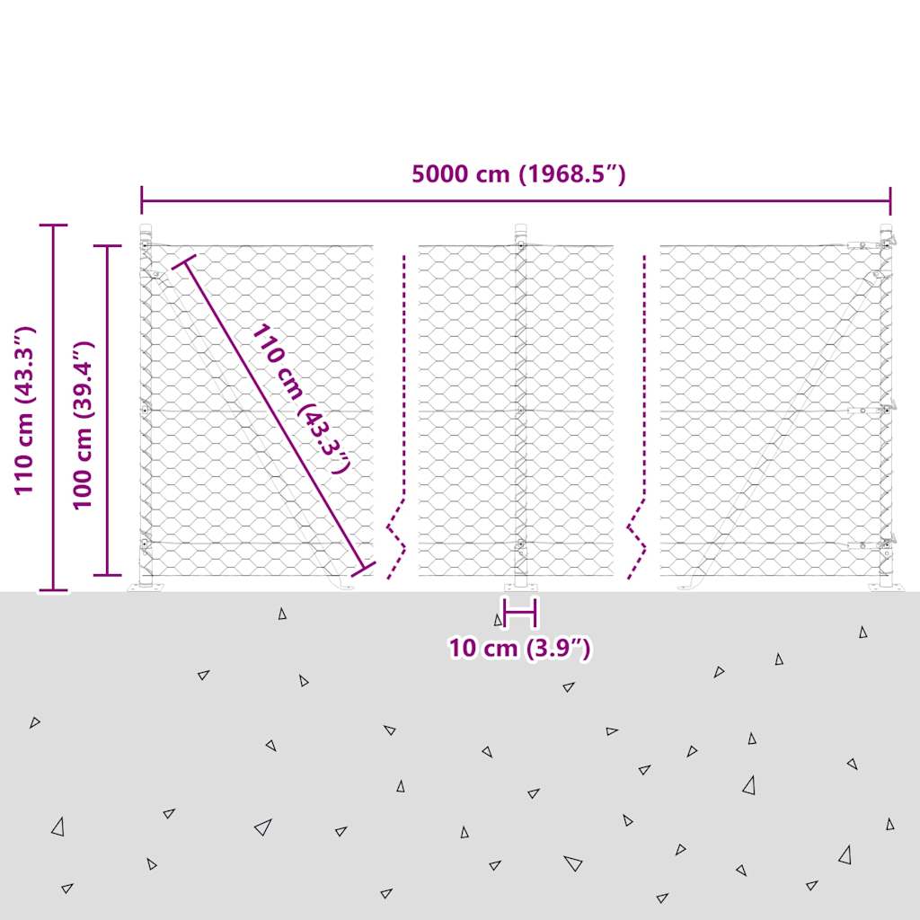 Geschweißter Drahtzaun mit Betonfundament 50 x 1 m (B x H)