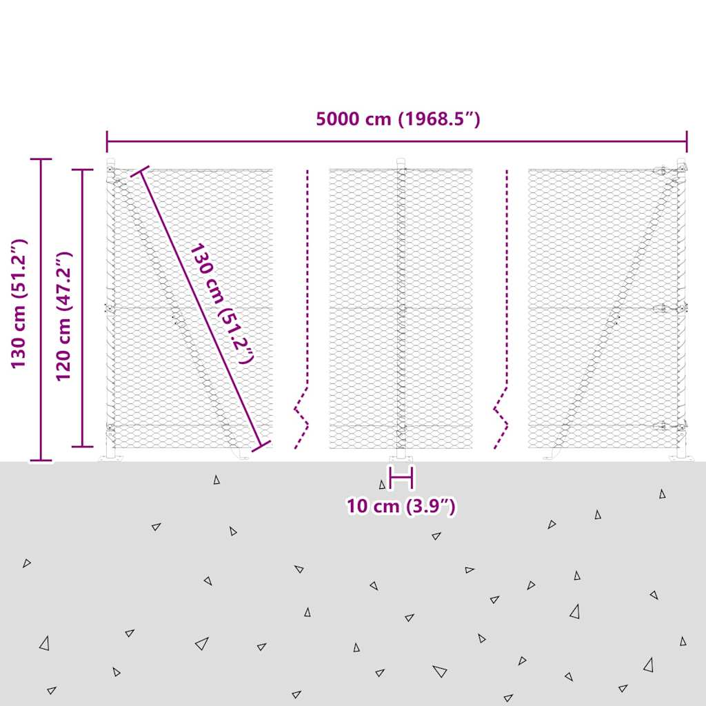 Geschweißter Drahtzaun mit Betonfundament 50 x 1,2 m (B x H)