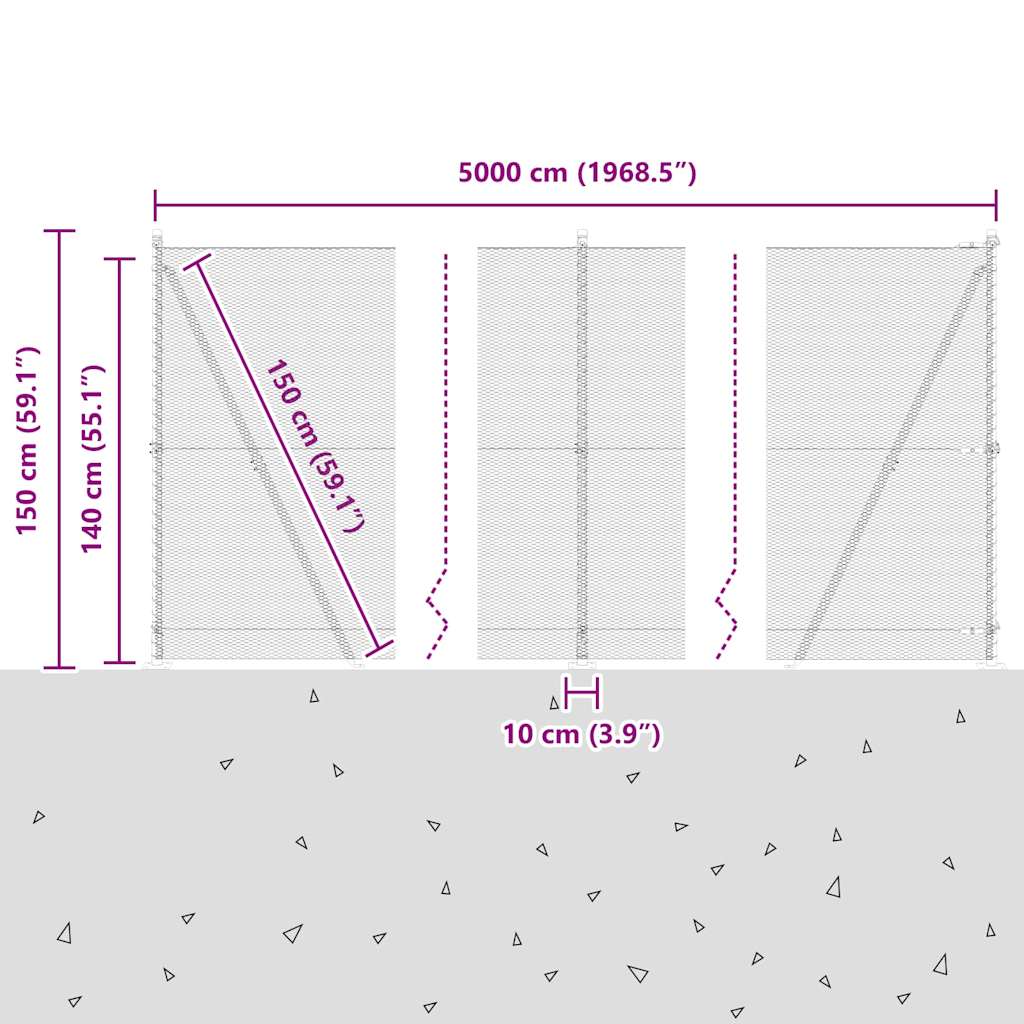 Geschweißter Drahtzaun mit Betonfundament 50 x 1,4 m (B x H)