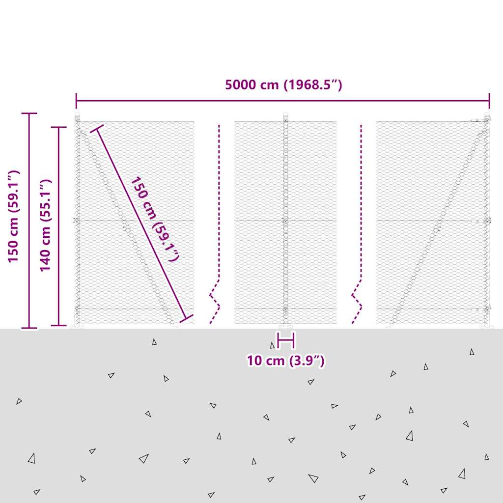 Geschweißter Drahtzaun mit Betonfundament 50 x 1,4 m (B x H)