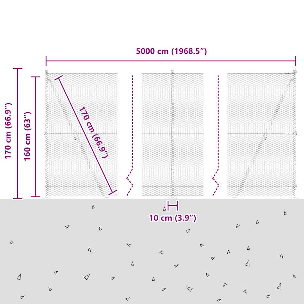 Geschweißter Drahtzaun mit Betonfundament 50 x 1,6 m (B x H)