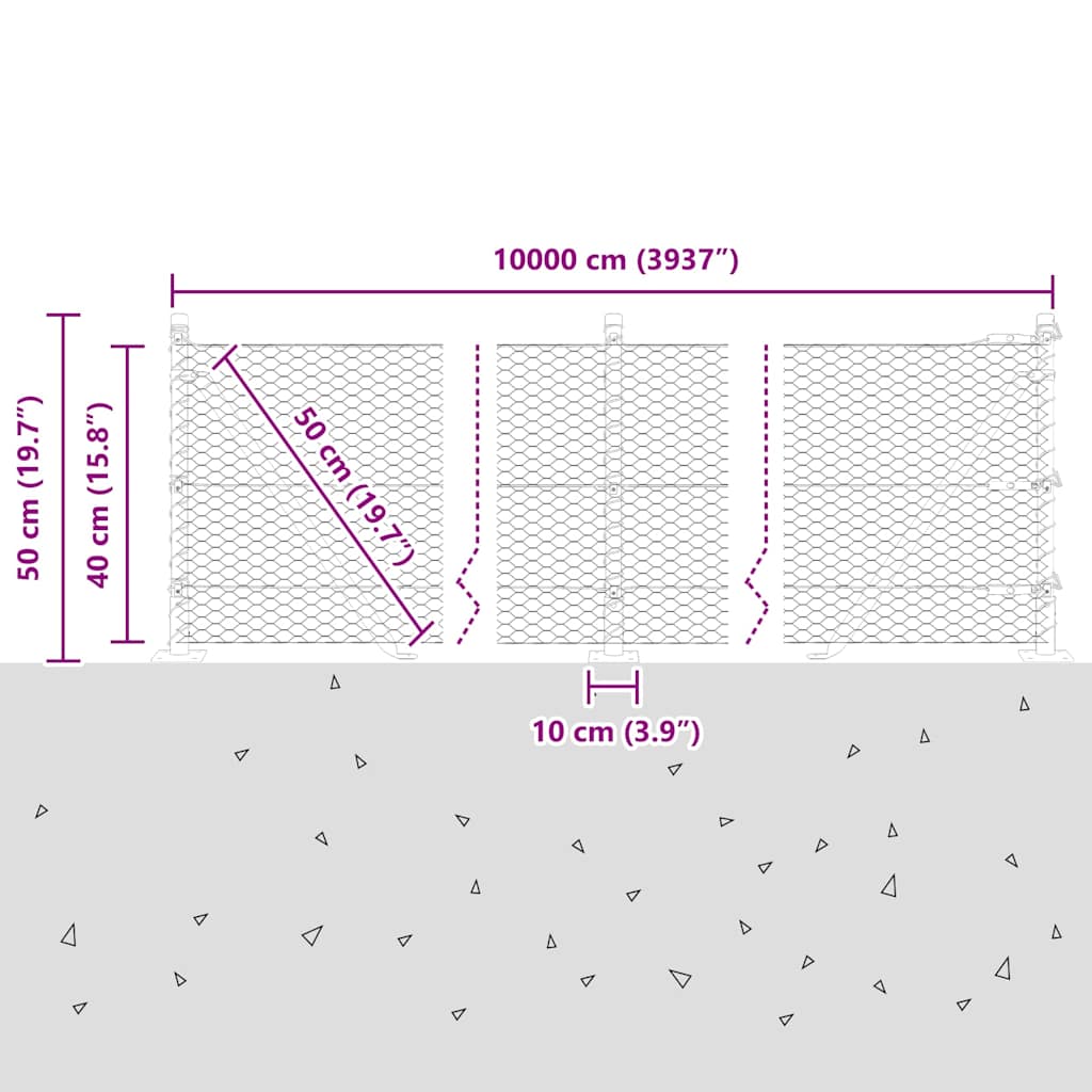 Geschweißter Drahtzaun mit Betonfundament 100 x 0,4 m (B x H)