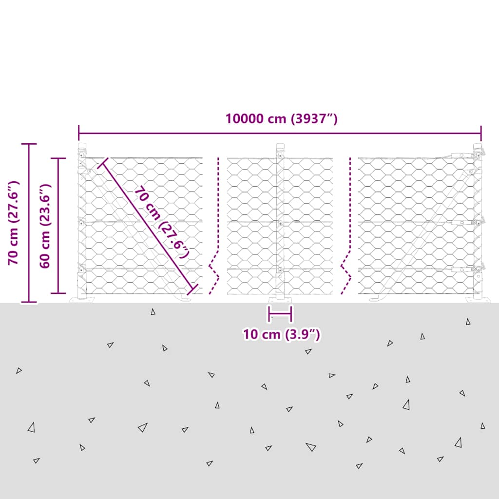 Geschweißter Drahtzaun mit Betonfundament 100 x 0,6 m (B x H)