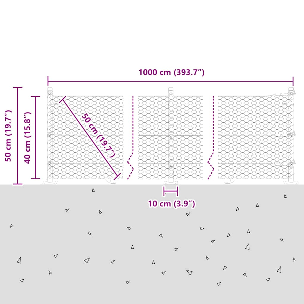 Geschweißter Drahtzaun mit Betonfundament 10 x 0,4 m (B x H)