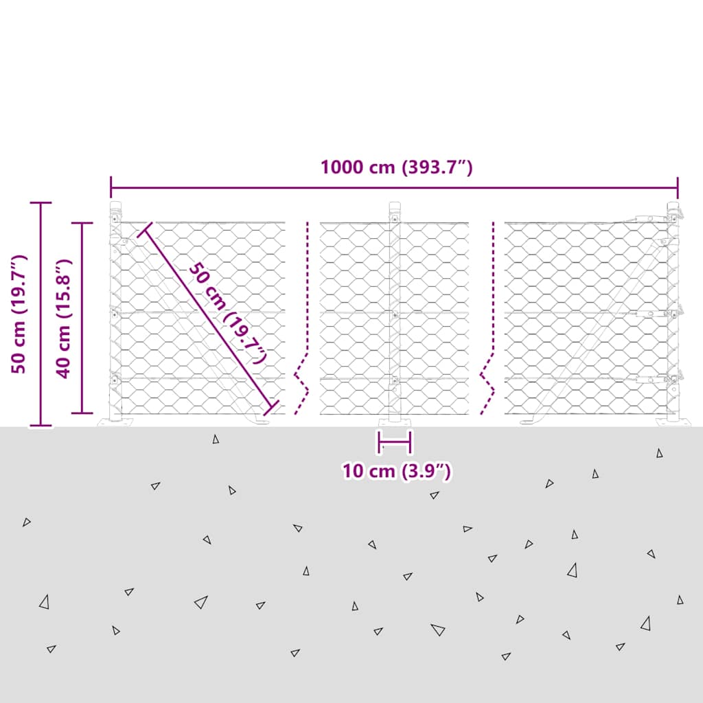 Geschweißter Drahtzaun mit Betonfundament 10 x 0,4 m (B x H)