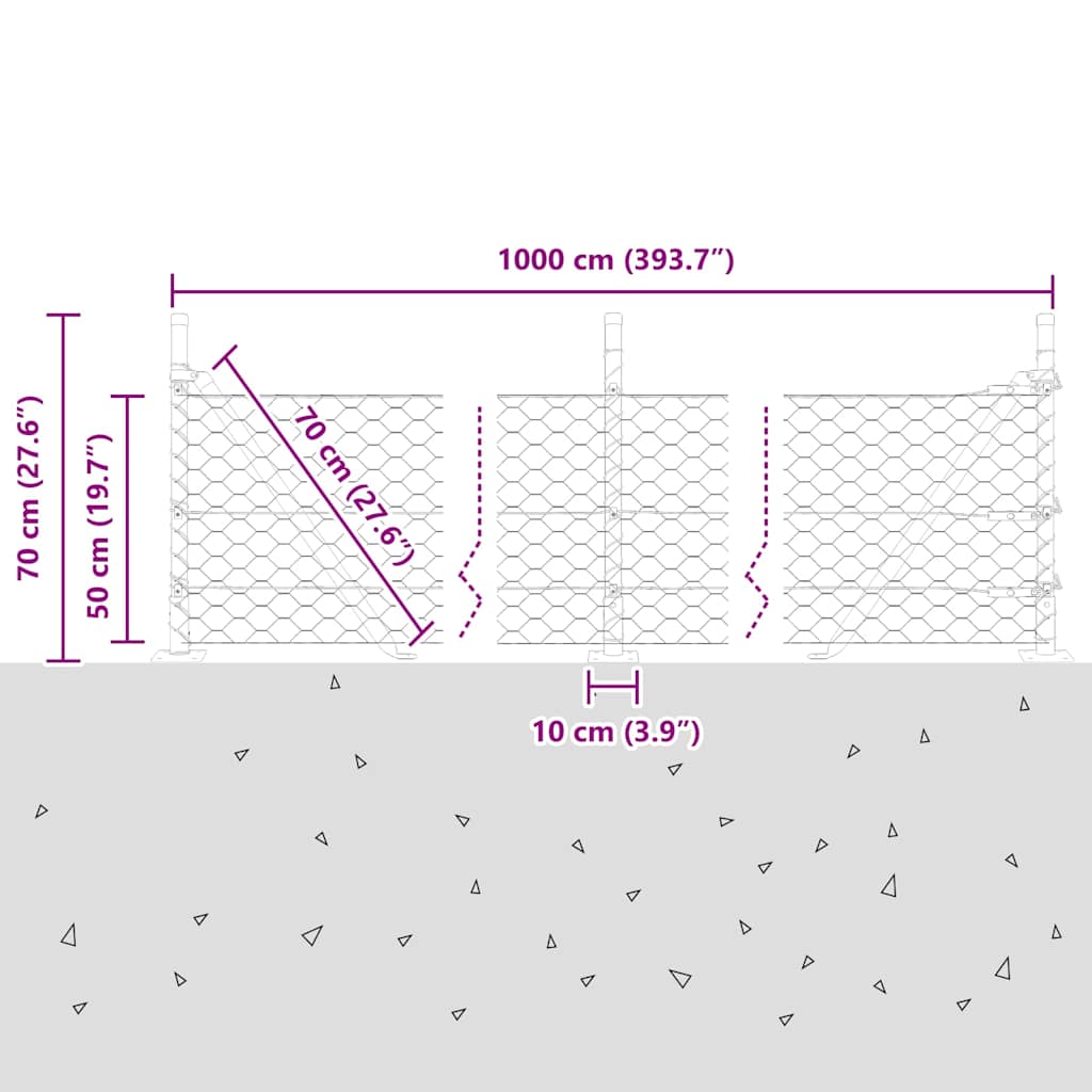 Geschweißter Drahtzaun mit Betonfundament 10 x 0,5 m (B x H)