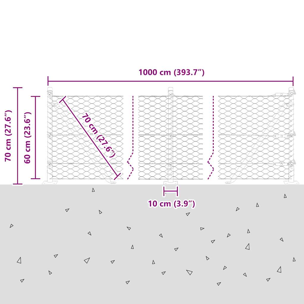 Geschweißter Drahtzaun mit Betonfundament 10 x 0,6 m (B x H)