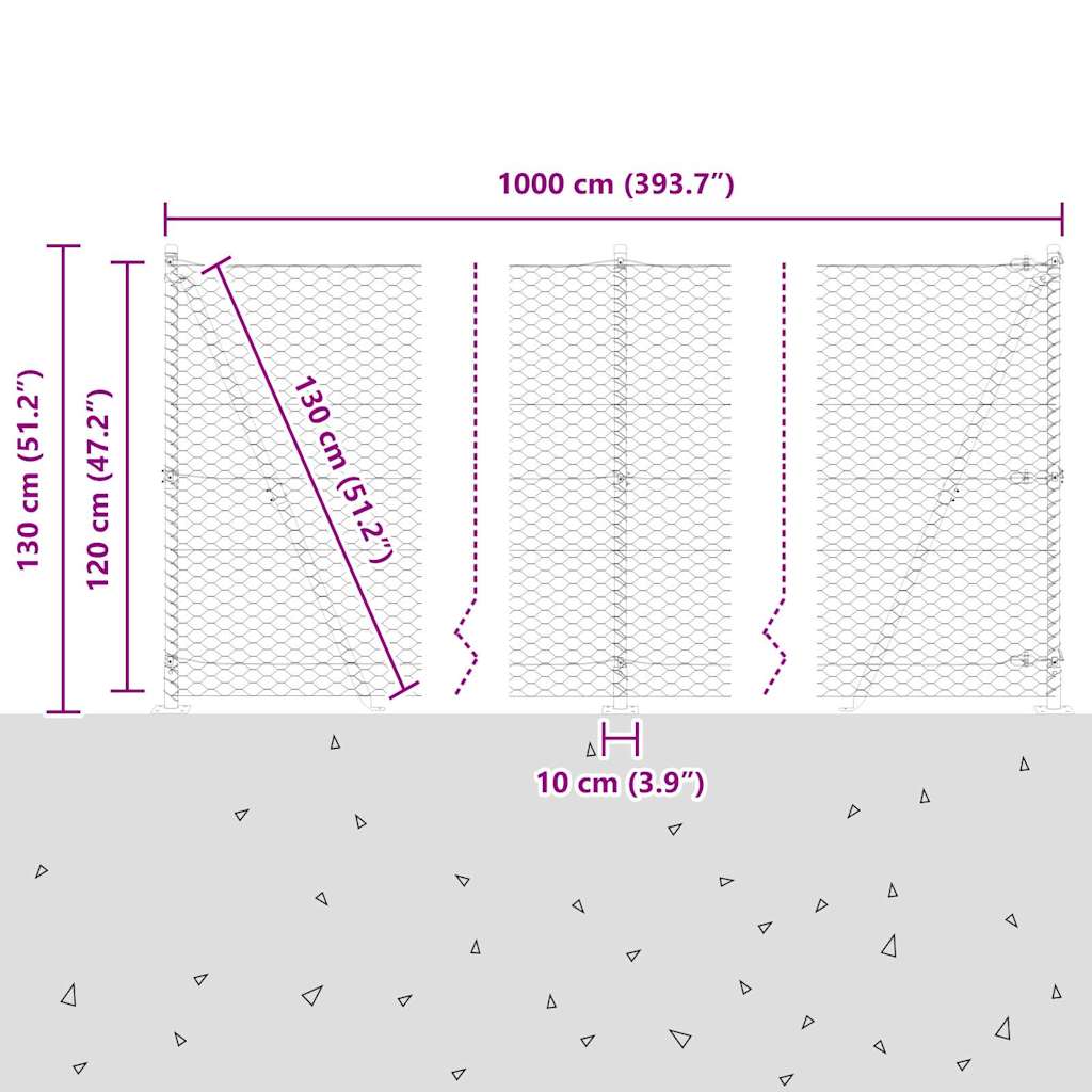 Geschweißter Drahtzaun mit Betonfundament 10 x 1,2 m (B x H)