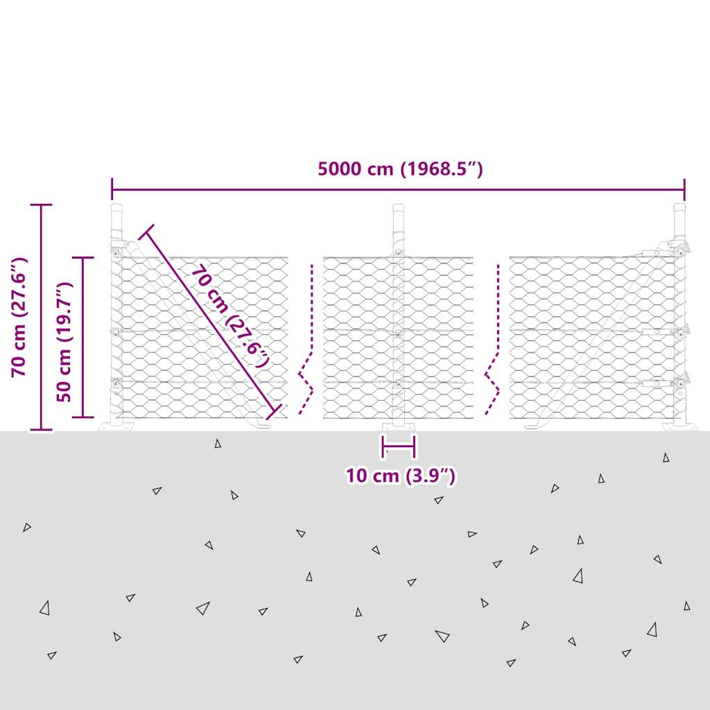 Geschweißter Drahtzaun mit Betonfundament 50 x 0,5 m (B x H)