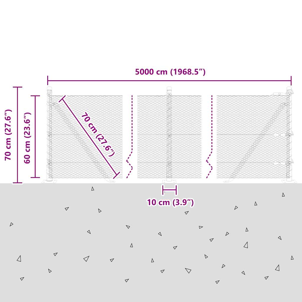 Geschweißter Drahtzaun mit Betonfundament 50 x 0,6 m (B x H)