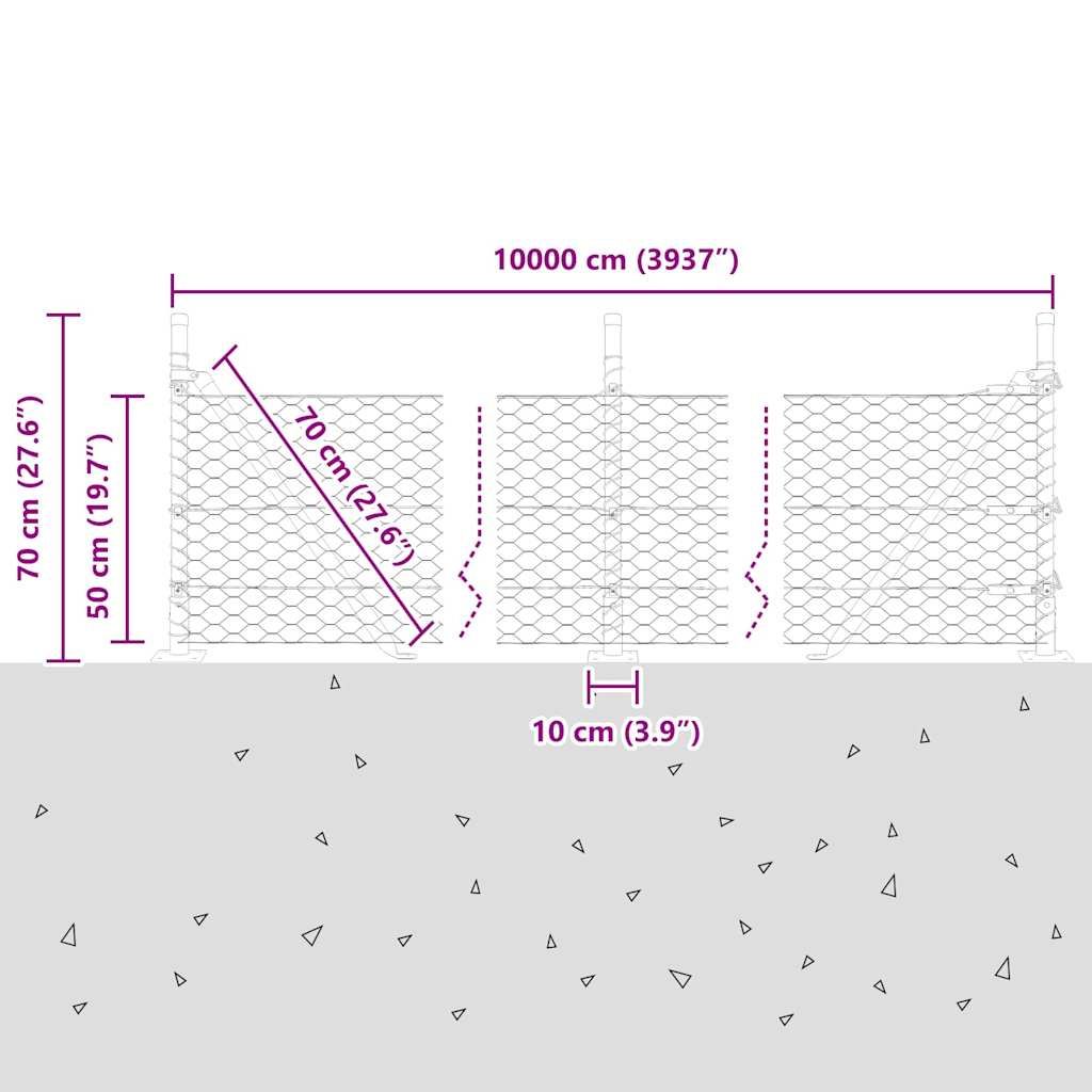 Geschweißter Drahtzaun mit Betonfundament 100 x 0,5 m (B x H)