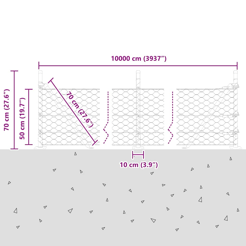 Geschweißter Drahtzaun mit Betonfundament 100 x 0,5 m (B x H)