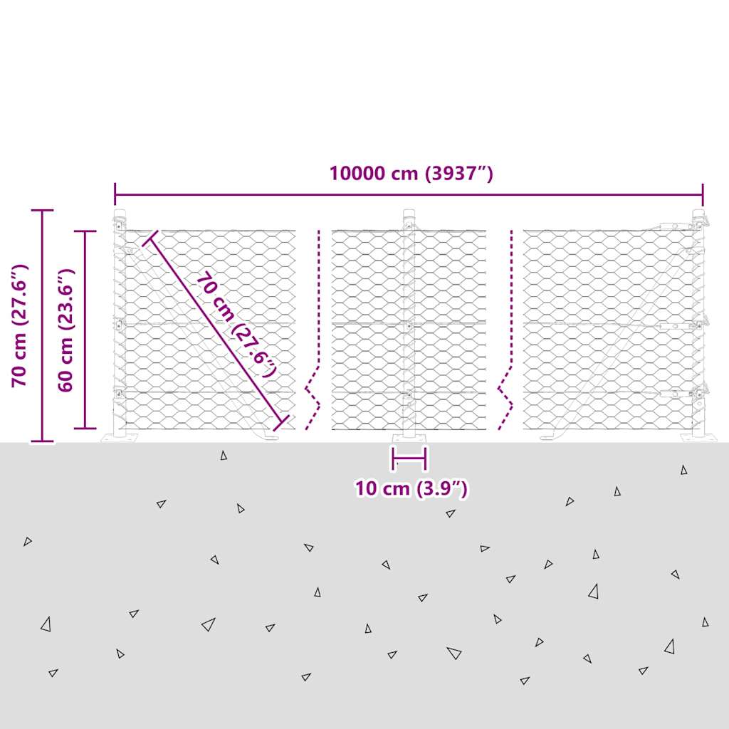 Geschweißter Drahtzaun mit Betonfundament 100 x 0,6 m (B x H)