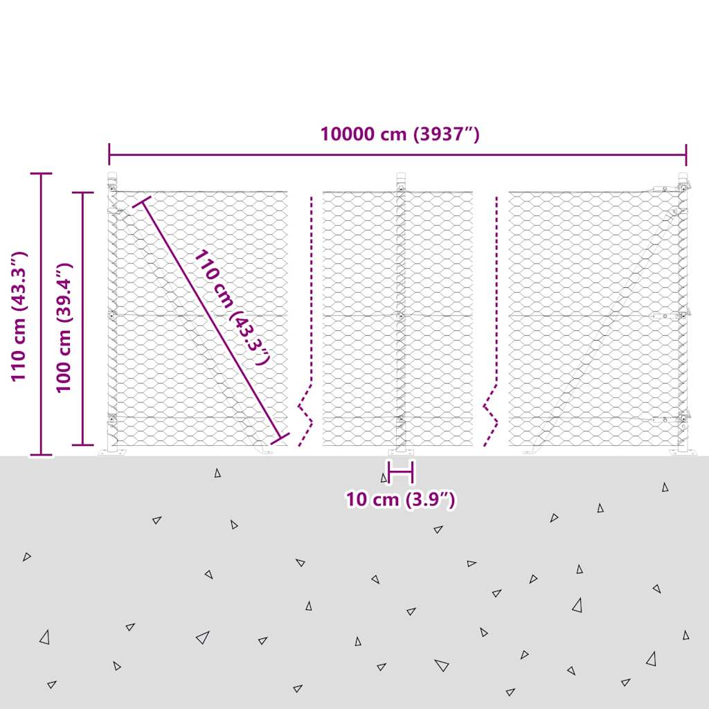 Geschweißter Drahtzaun mit Betonfundament 100 x 1 m (B x H)