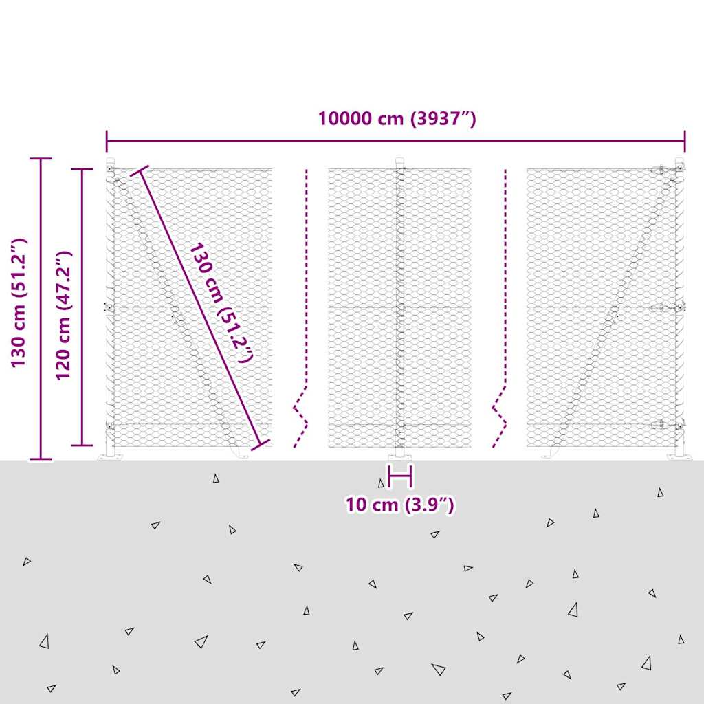 Geschweißter Drahtzaun mit Betonfundament 100 x 1,2 m (B x H)