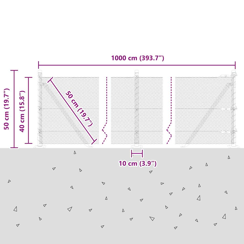 Geschweißter Drahtzaun mit Betonfundament 10 x 0,4 m (B x H)